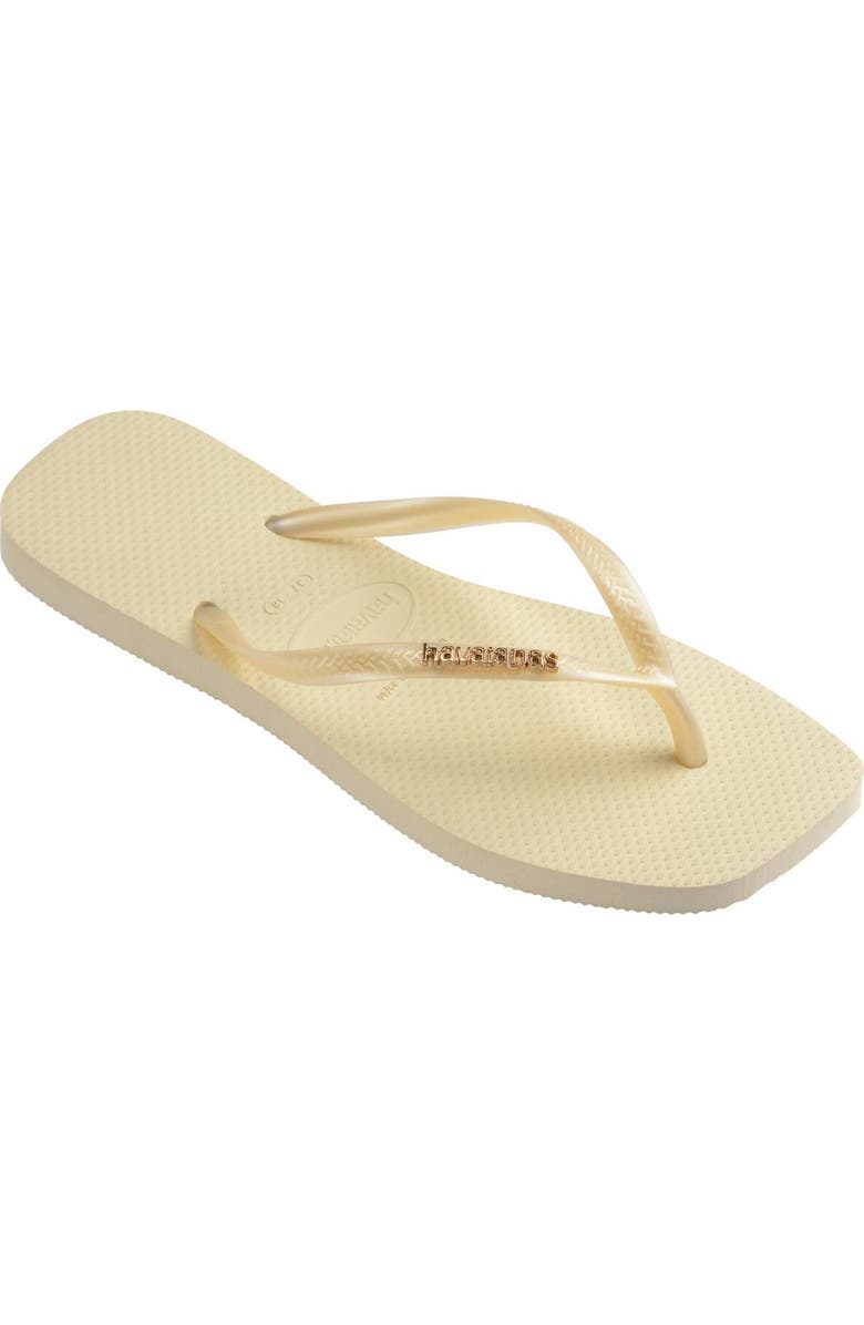 Havaianas Slim Square Logo Flip Flop, Main, color, Buttercream