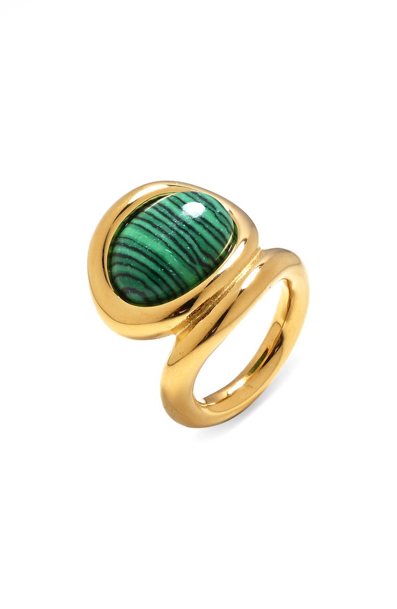EYE CANDY LOS ANGELES Isel Malachite Statement Ring, Main, color, Gold