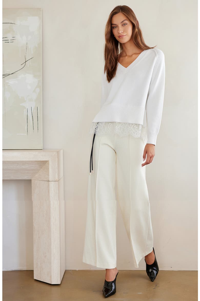 Camila Lace Layered Sweater, Alternate, color, CREAM
