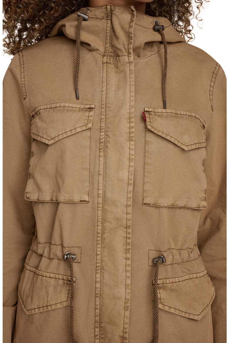 Military Four-Pocket Zip Hooded Jacket, Alternate, color, CAMEL