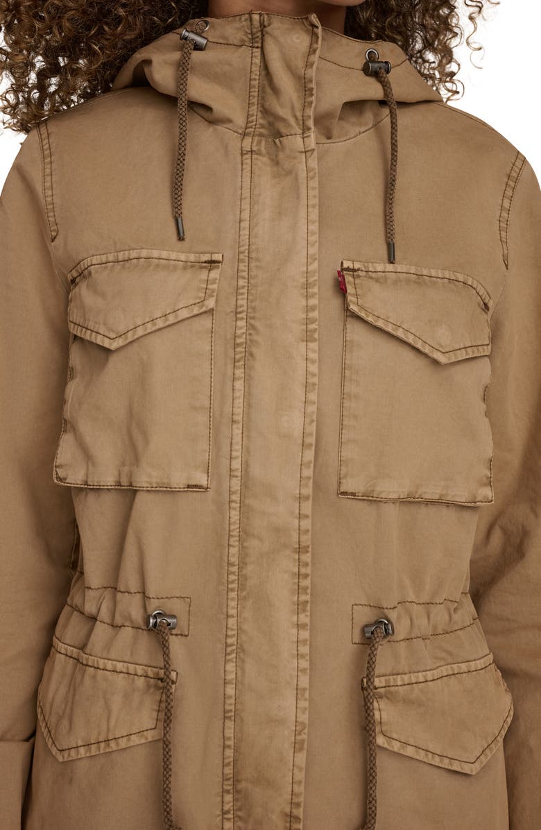 Levi's<sup>®</sup> Military Four-Pocket Zip Hooded Jacket, Alternate, color, Camel