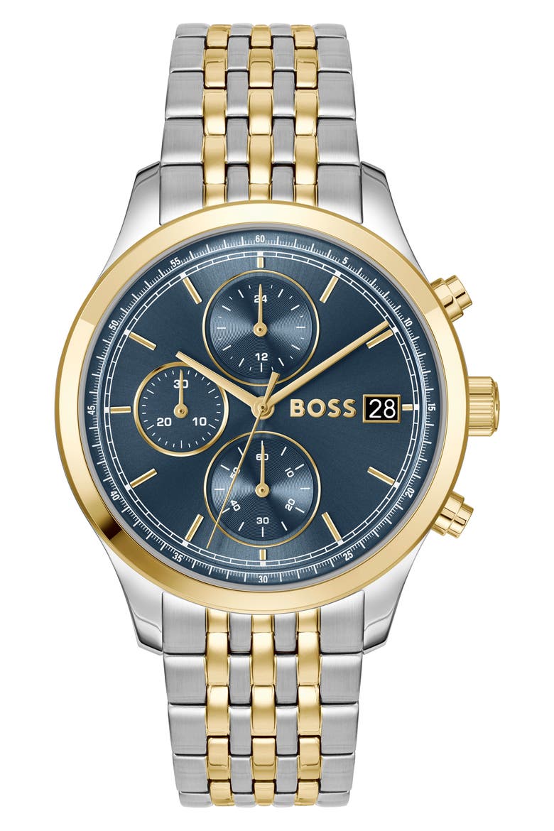 Stratus Chronograph Two-Tone Bracelet Watch, 41mm, Main, color, BLUE