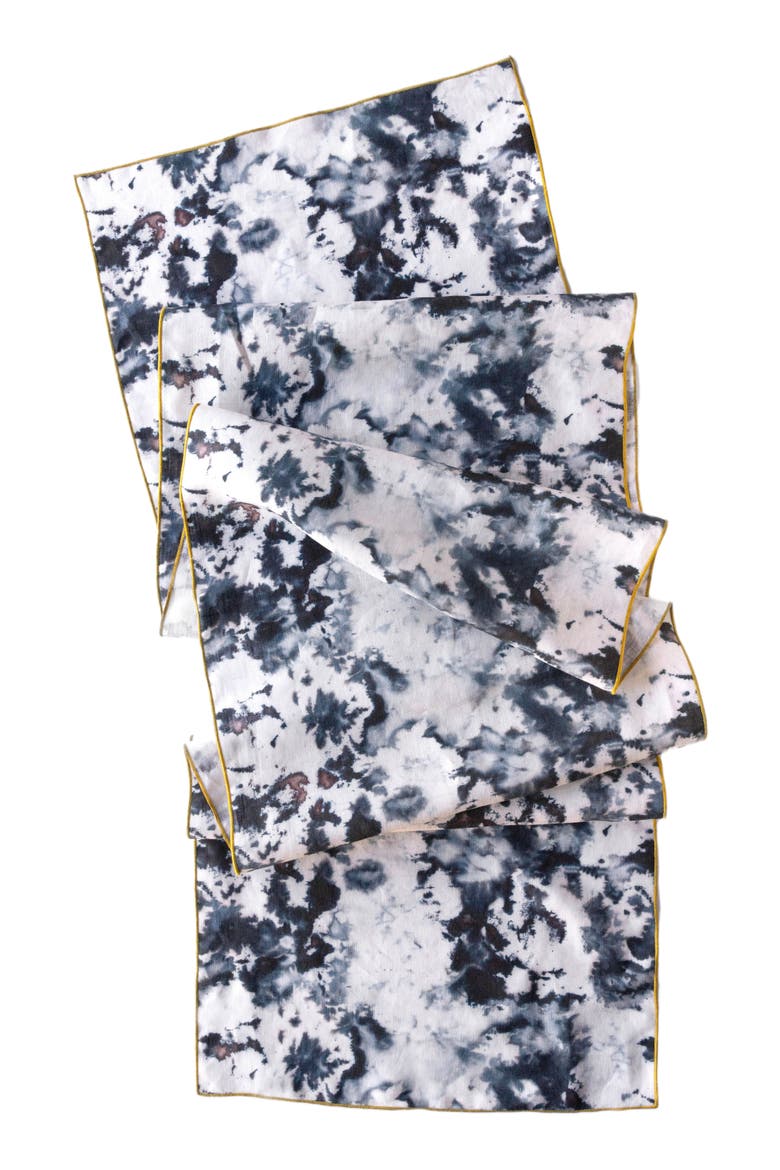 Grey Marble Runner, Main, color, Gold Trim