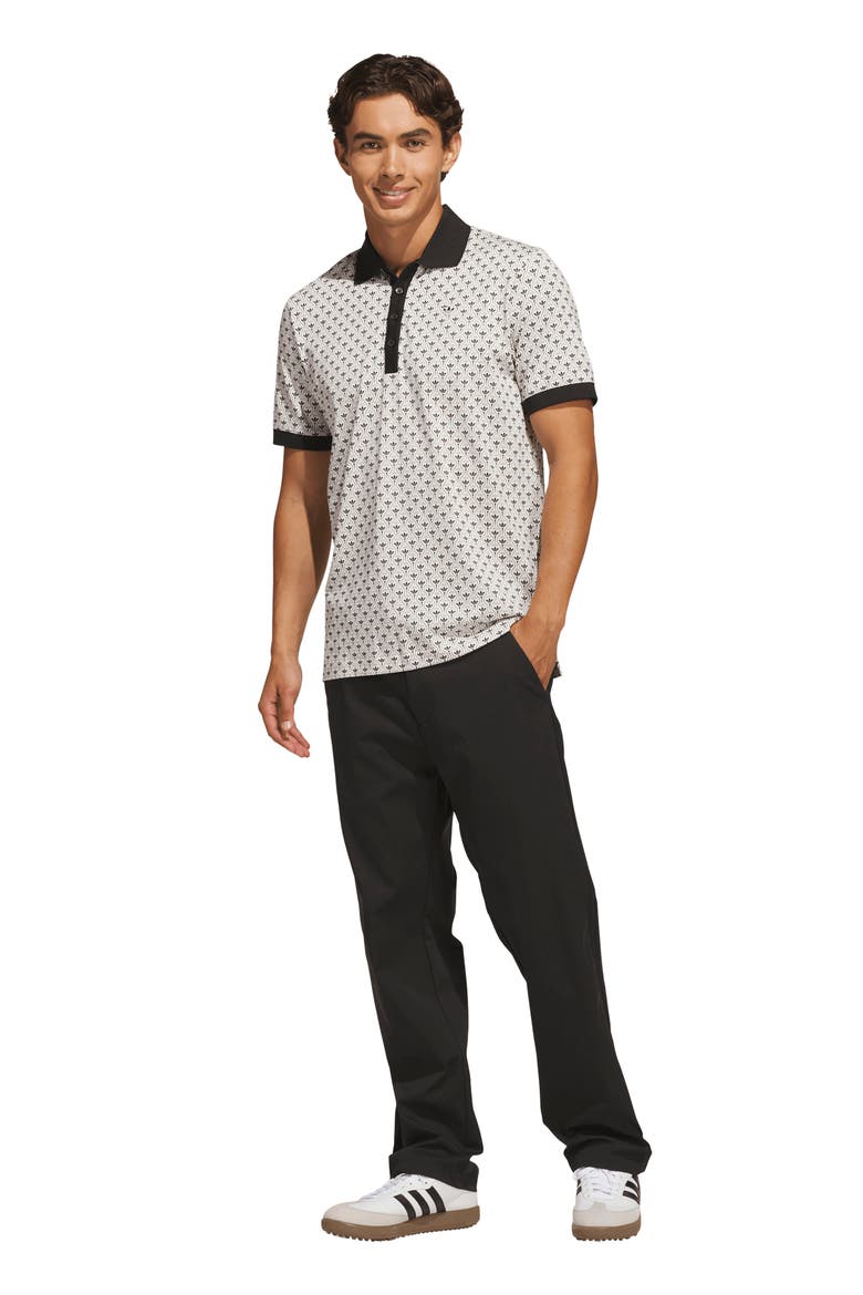 Originals Trefoil Print Polo, Alternate, color, BLACK/ CHALK WHITE