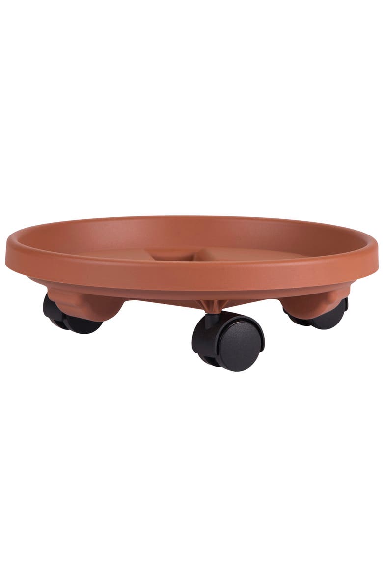 Bloem 12 Inch Round Planter Caddy With Wheels, Terra Cotta, Main, color, Brown