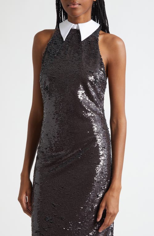 L'agence Lilith Sequin Poplin Collar Sleeveless Midi Dress In Multi