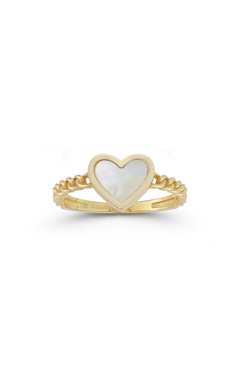 Ember Fine Jewelry Heart Chain Ring, Main, color, Gold/ White