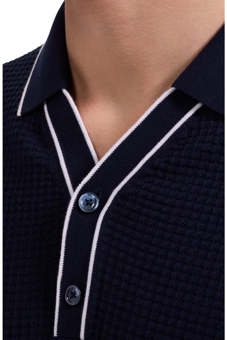 Waffle Stitch Polo Sweater, Alternate, color, NAVY
