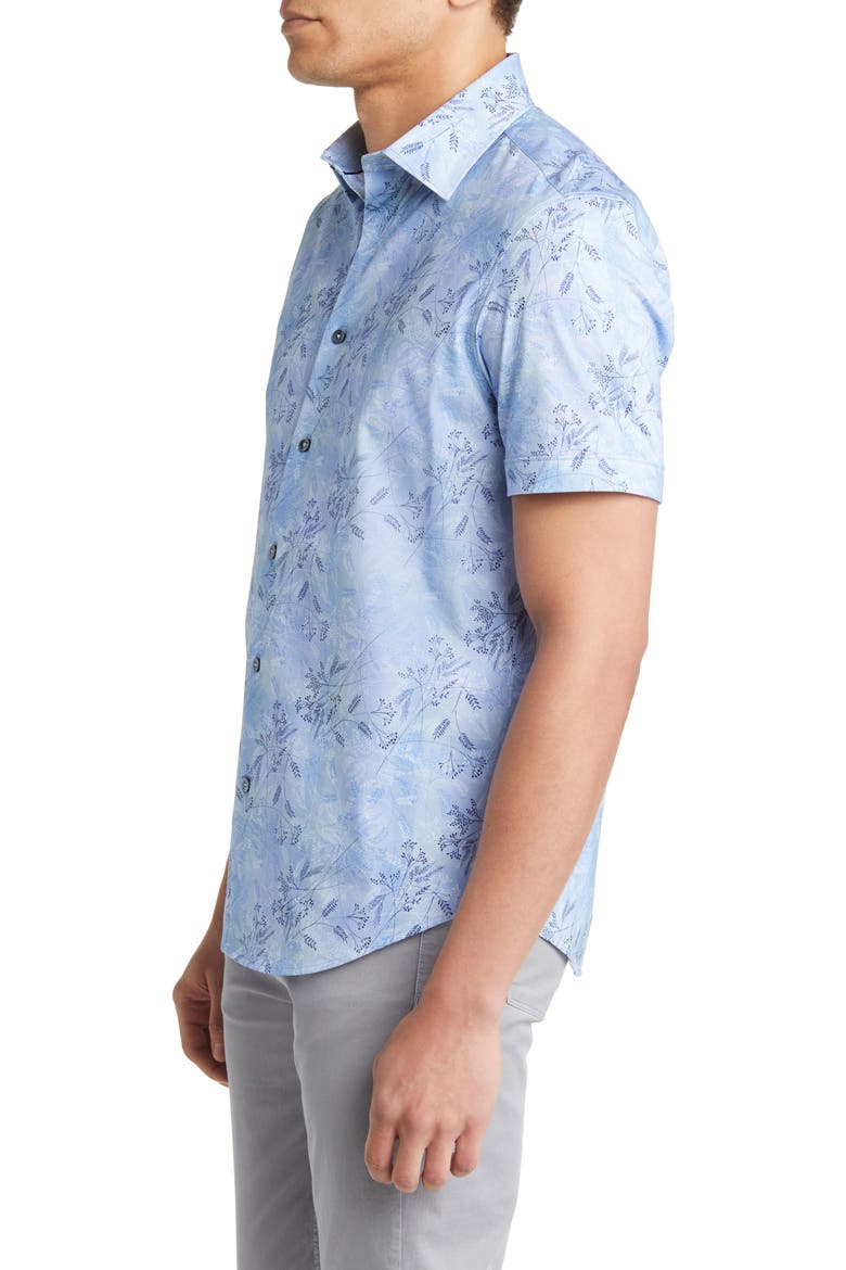 Miles OoohCotton® Floral Short Sleeve Button-Up Shirt, Alternate, color, AIR-BLUE