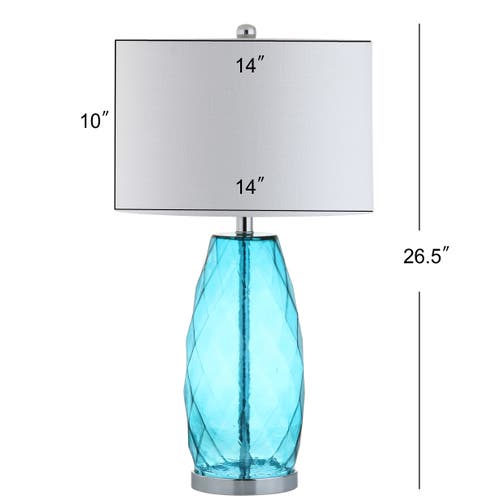 Jonathan Y Juliette 26.5" Glass/metal Led Table Lamp In Moroccan Blue