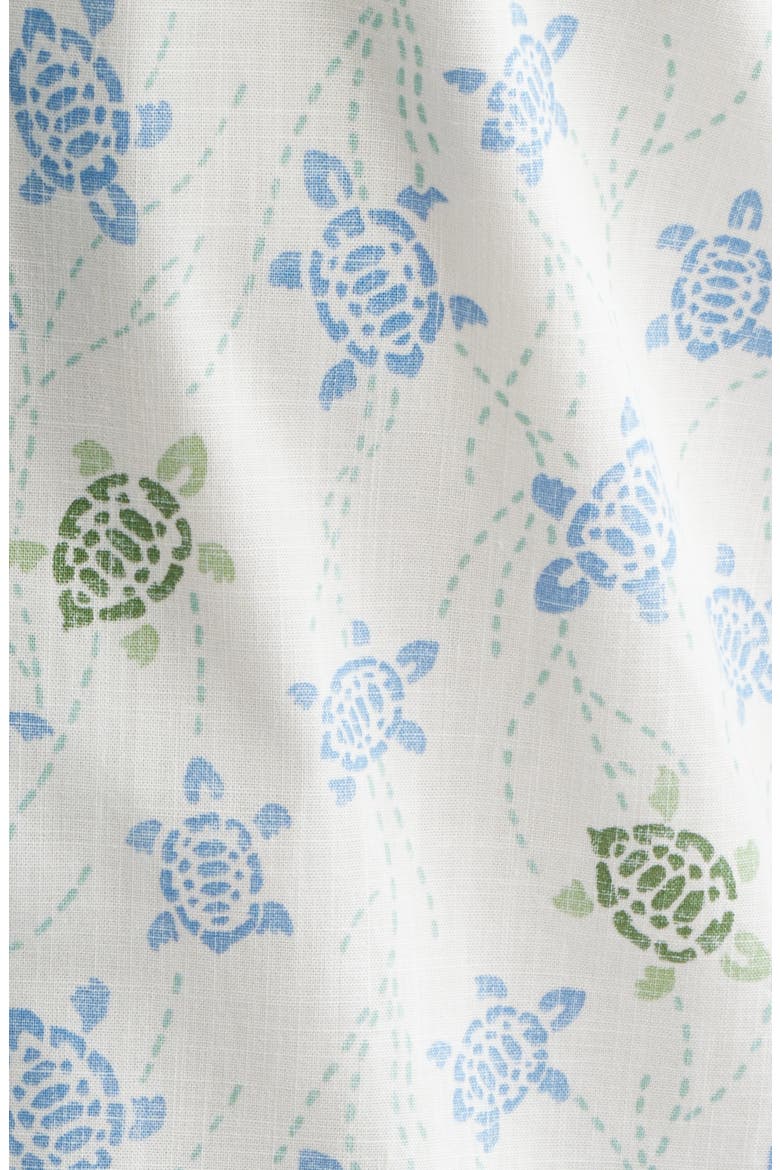 Honu Holoholo Turtle Print Short Sleeve Cotton Blend Button-Down Shirt, Alternate, color, WHITE