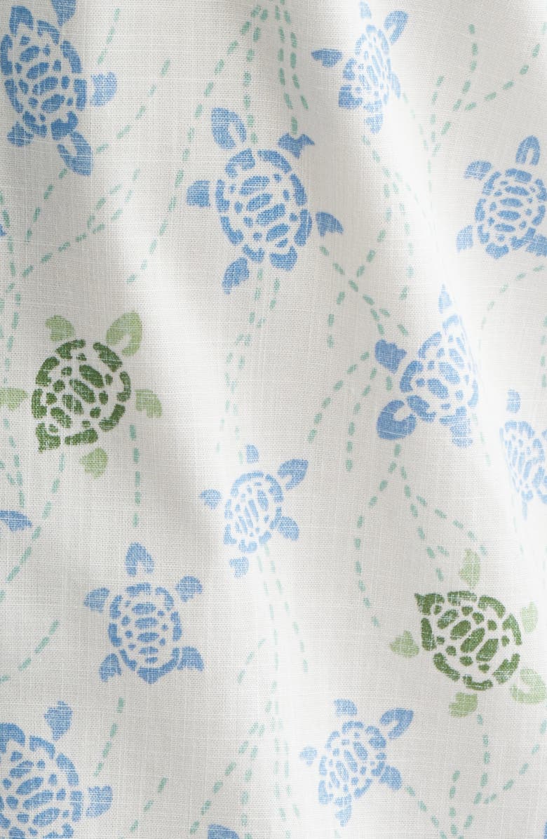 Reyn Spooner Honu Holoholo Turtle Print Short Sleeve Cotton Blend Button-Down Shirt, Alternate, color, White