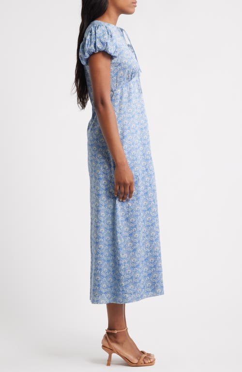 Charles Henry Damask Floral Cotton Midi Dress In Multi