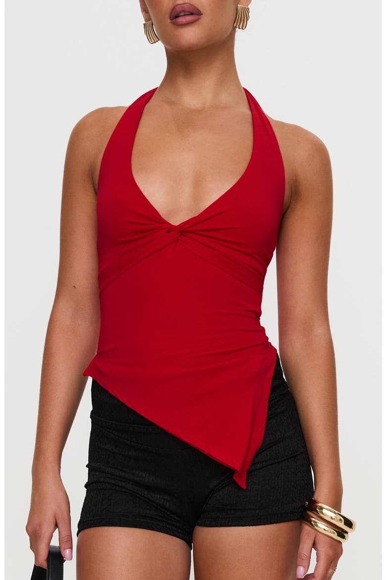 Chilli Asymmetric Halter Top, Main, color, RED