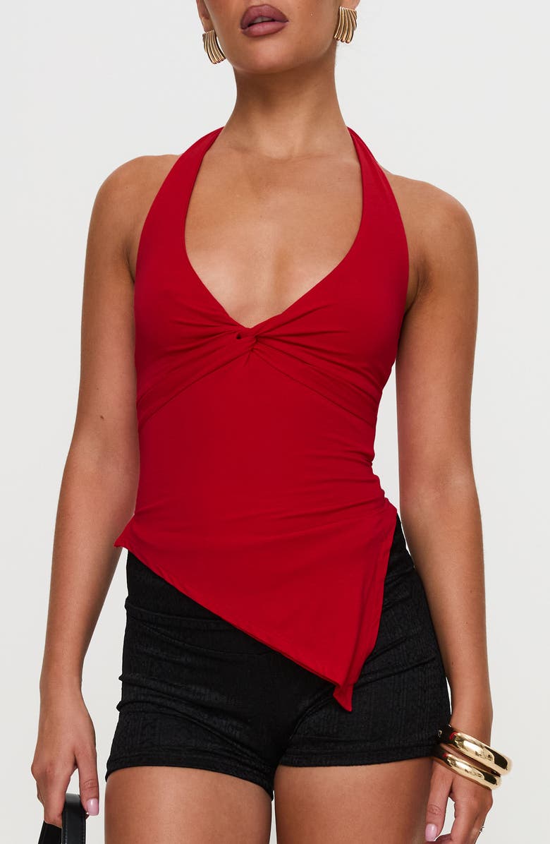 Princess Polly Chilli Asymmetric Halter Top, Main, color, 