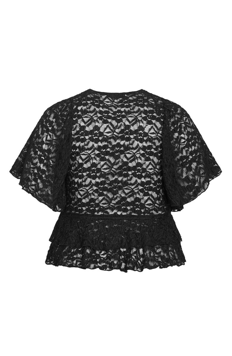 City Chic Lily Sheer Lace Crop Top, Alternate, color, Black