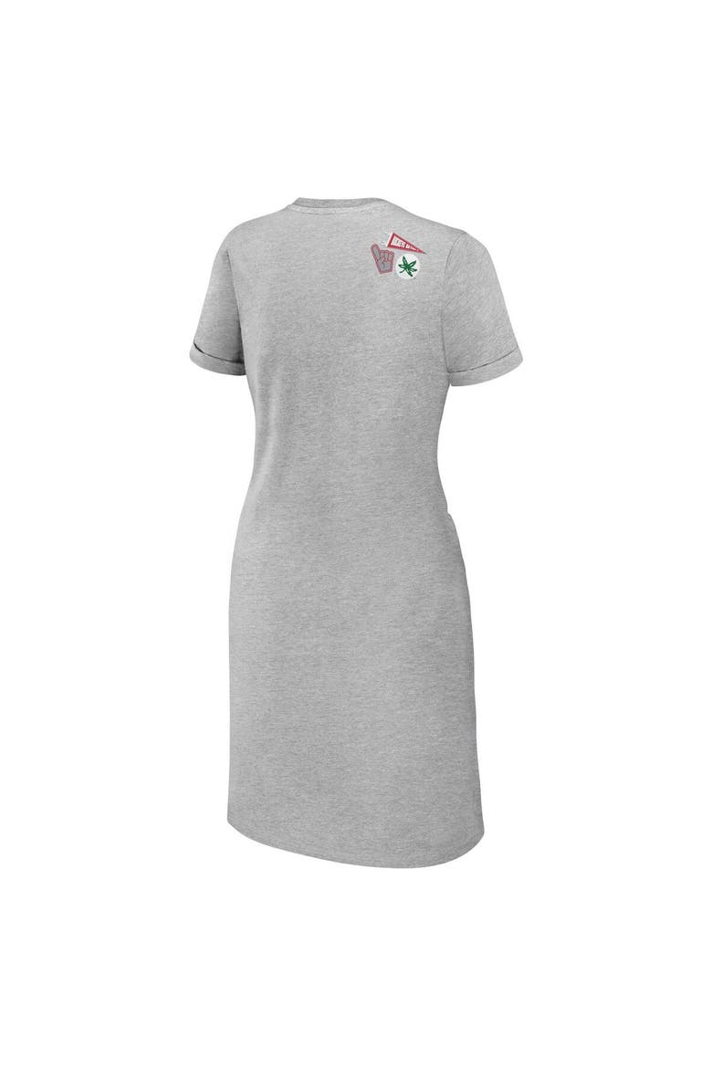 Women's WEAR by Erin Andrews Heather Gray Ohio State Buckeyes Knotted T-Shirt Dress, Alternate, color, Heather Gray