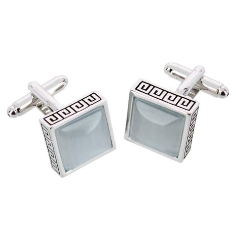 Langford Square Opal Stone Filigree Edged Cufflinks