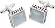 Trafalgar Langford Square Opal Stone Filigree Edged Cufflinks