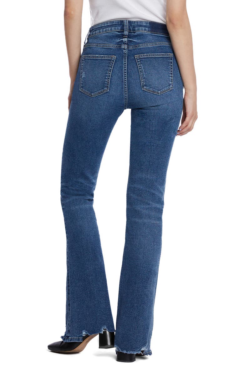 Distressed High Waist Flare Jeans, Alternate, color, RESORT BLUE