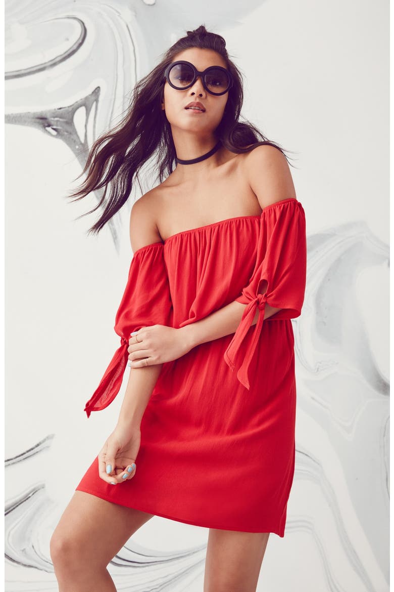 dee elle Off the Shoulder Dress, Alternate, color, RED