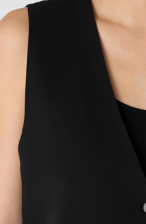 Eileen Fisher V Neck Short Silk Vest In Black