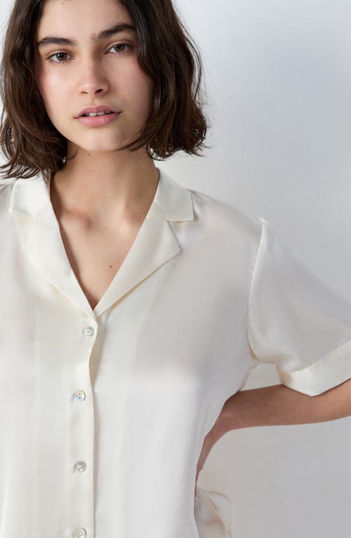 Etam Pearly Silk Pajama Shorts In White