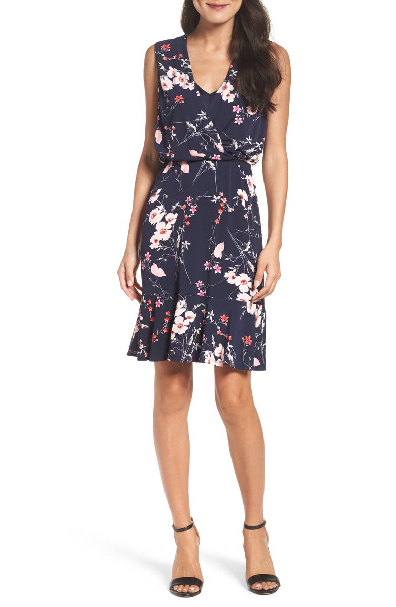 Eliza J Floral Ruffle Hem Dress, Main, color,