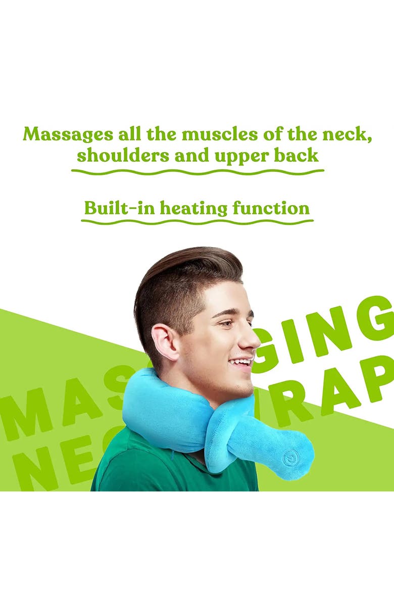 Portable Neck & Shoulder Adjustable Massaging Wrap Gray, Alternate, color, Blue