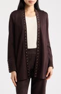 Anne Klein Studded Open Front Cardigan