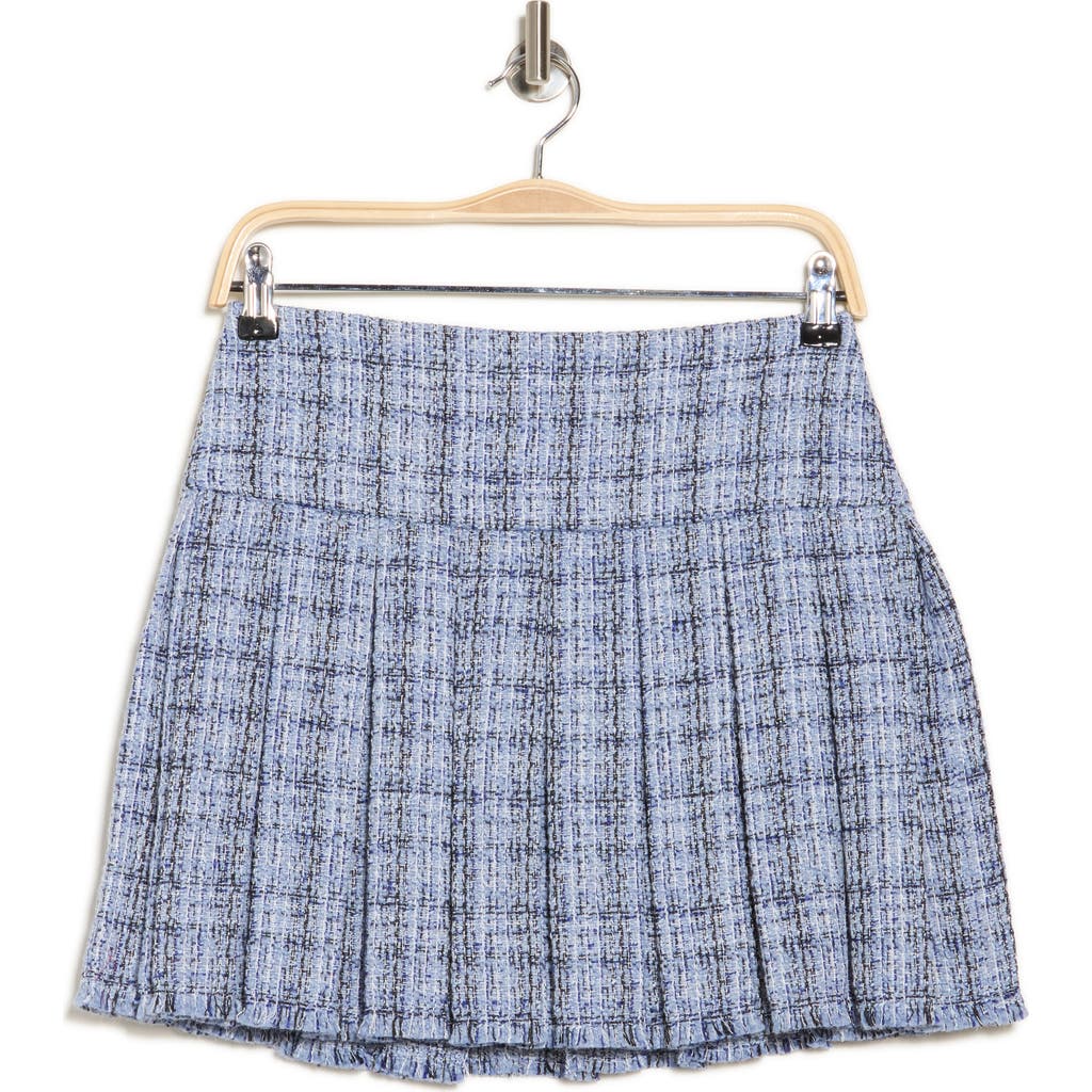 Alice And Olivia Alice + Olivia Emilie Tweed Box Pleat Miniskirt In Blue Multi