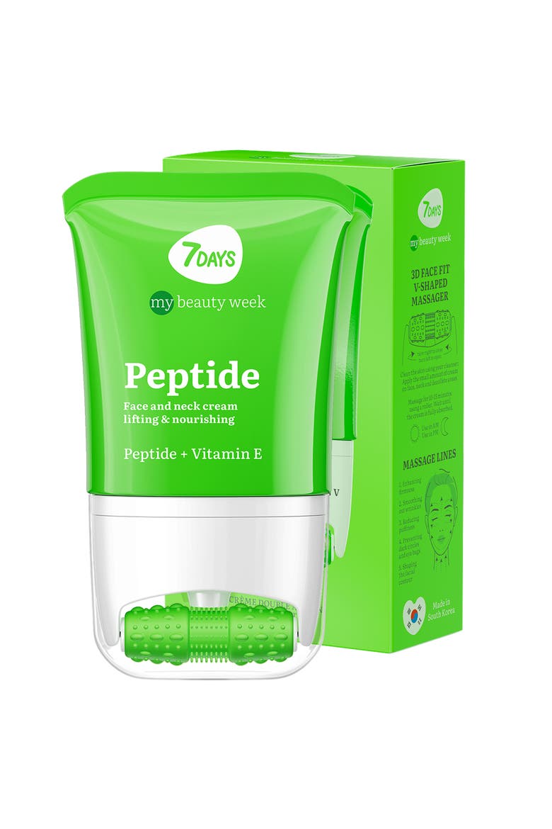 Face moisturizer with Peptide for Nourishing & Lifting effect with 3D Massage Applicator, Main, color, White