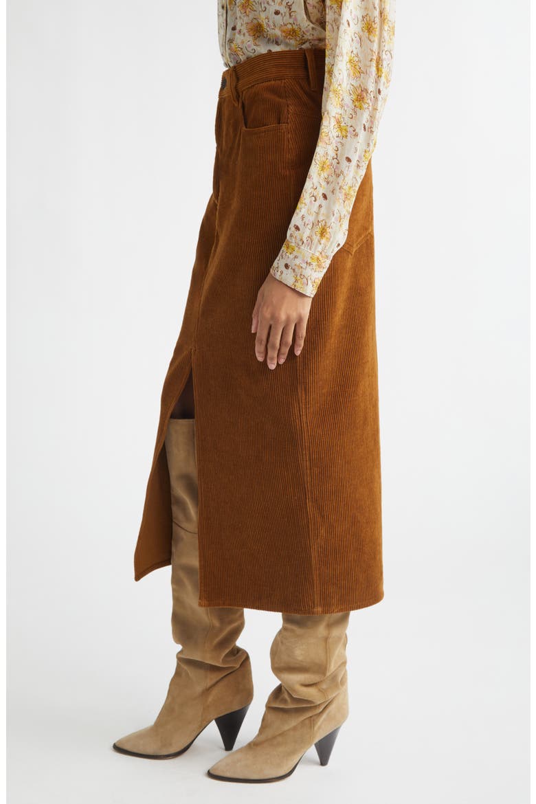 Odalie Corduroy Midi Skirt, Alternate, color, CARAMEL