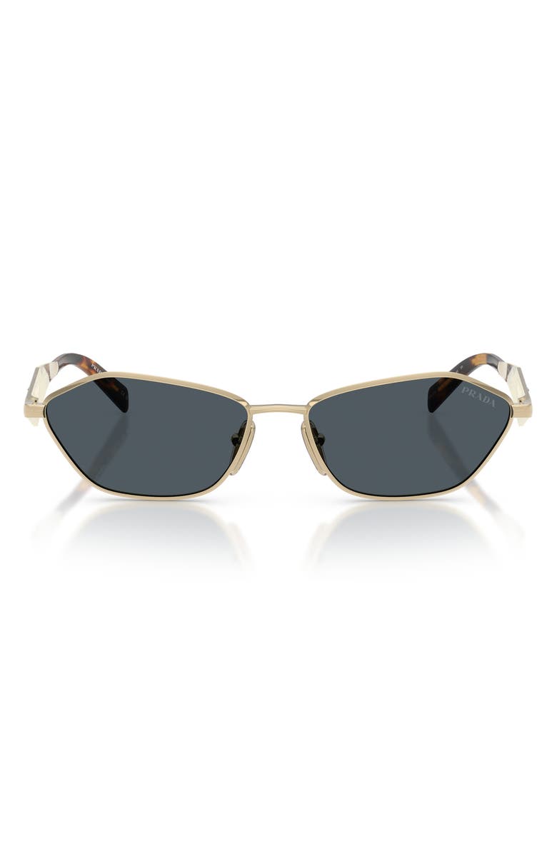 Prada 57mm Irregular Sunglasses, Main, color, Pale Gold / Dark Grey