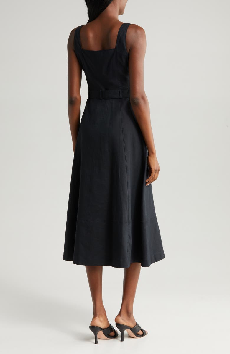 Arienne Belted Sleeveless Linen Blend Midi Dress