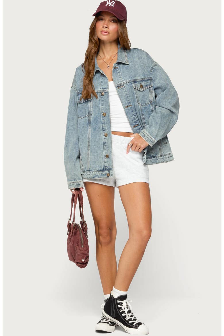 Dalia Oversized Denim Jacket, Alternate, color, LIGHT-BLUE-WASHED