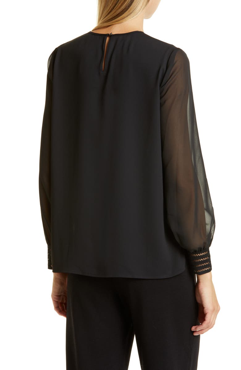 Misook Sheer Sleeve Chiffon Blouse, Alternate, color, 
