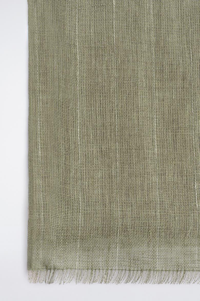 Fringed Linen Scarf, Alternate, color, KHAKI / STRIPED