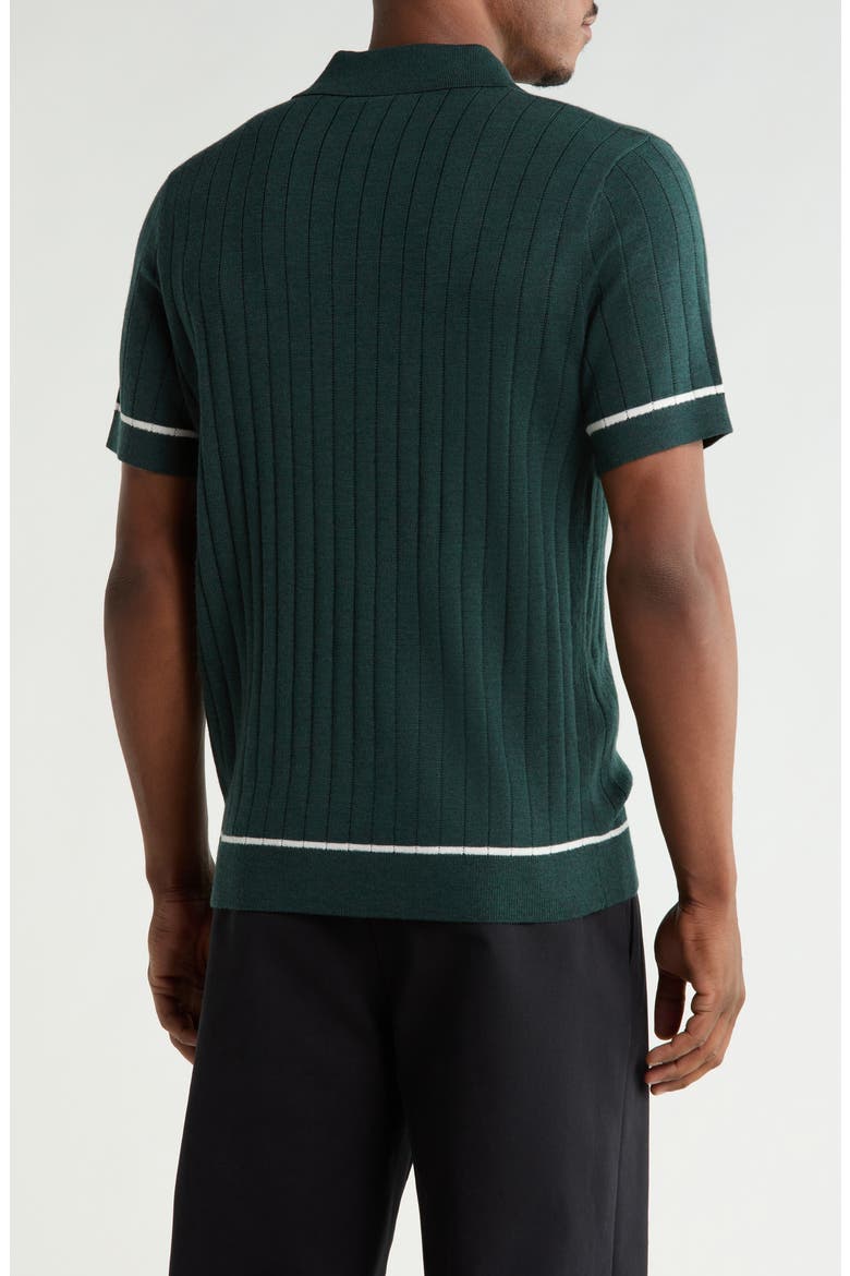 Ribbed Merino Wool Polo, Alternate, color, GREEN GABLES HEATHER
