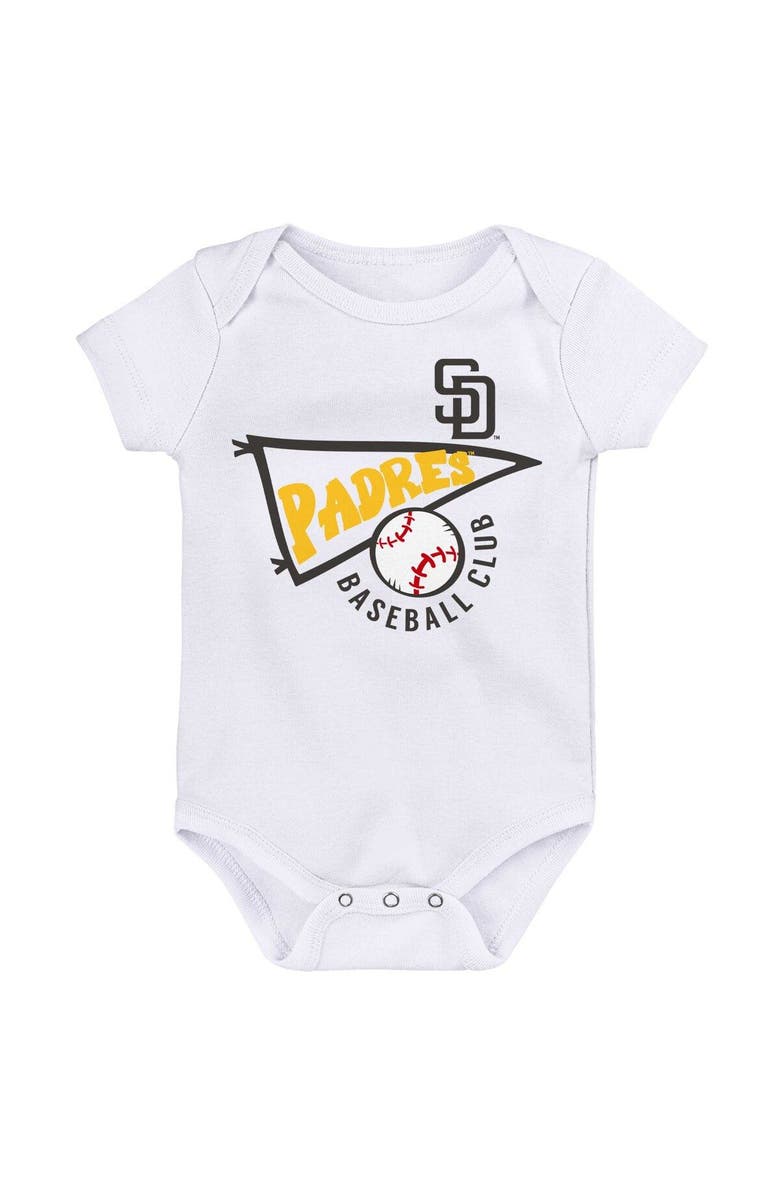 Outerstuff Infant Gold/White/Heather Gray San Diego Padres Biggest Little Fan 3-Pack Bodysuit Set, Alternate, color, Gold