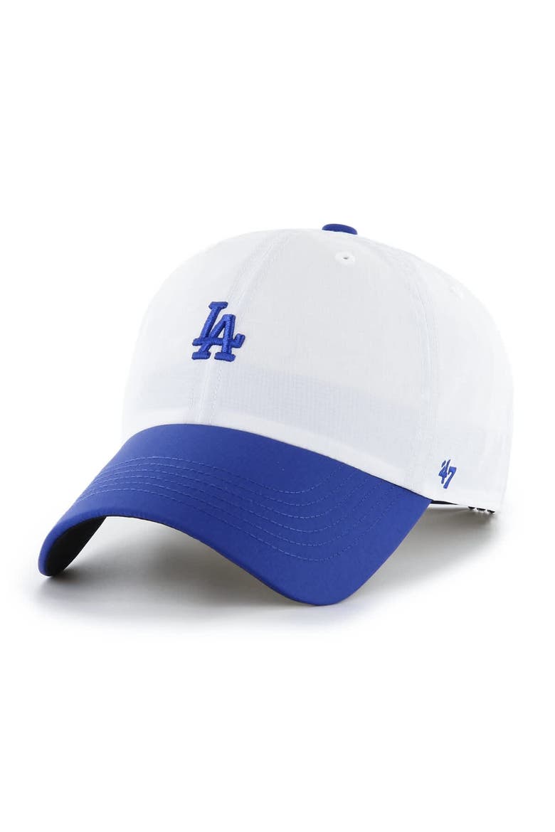 Men's '47 White/Royal Los Angeles Dodgers Vista Mini Clean Up brrr° Adjustable Hat, Main, color, White