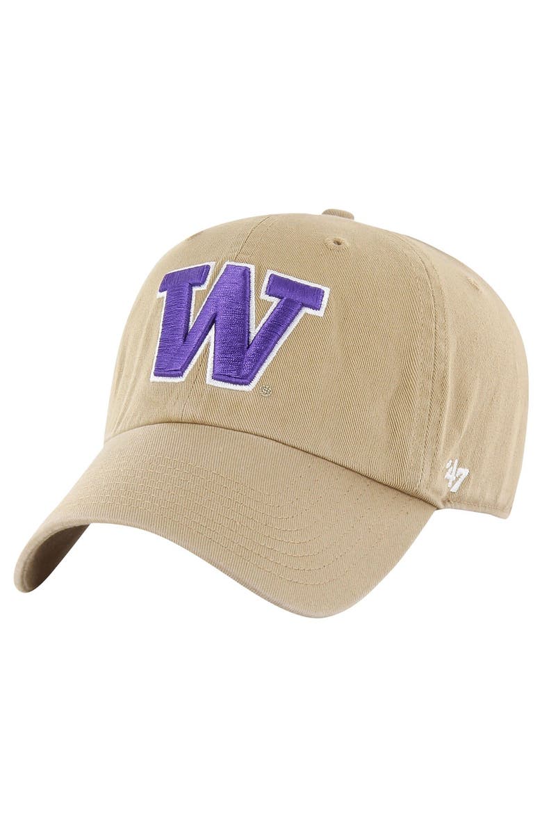 '47 Men's '47 Khaki Washington Huskies Clean Up Adjustable Hat, Main, color, 