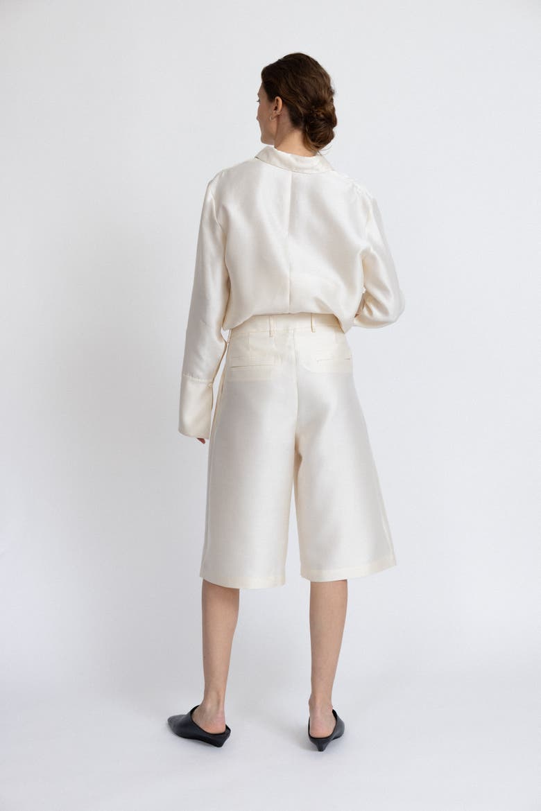 Oversized Silk-Wool Bermuda shorts, Alternate, color, Cream White