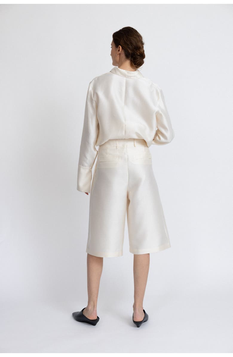 Alas Oversized Silk-Wool Bermuda shorts, Alternate, color, Cream White
