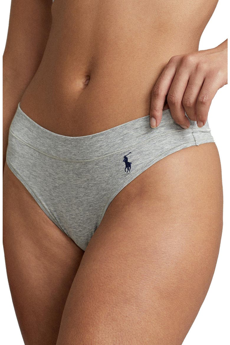Stretch Cotton Thong, Alternate, color, HEATHER GREY