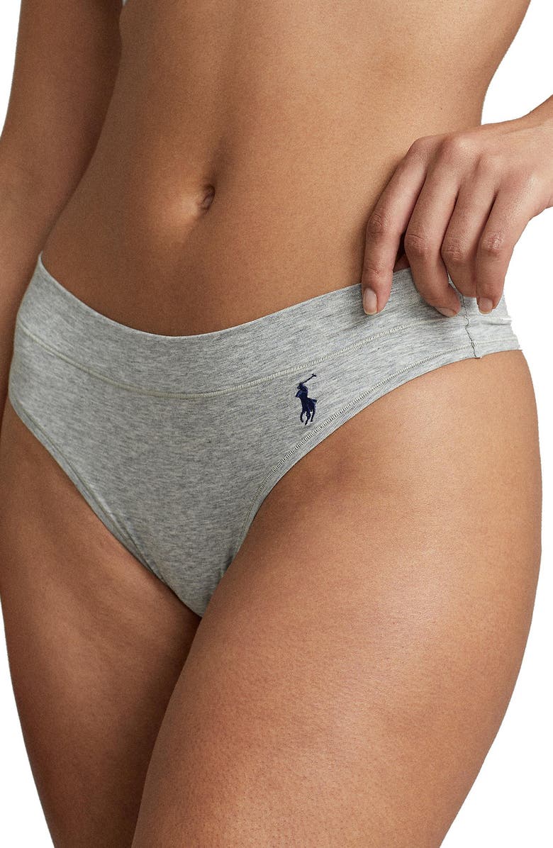 Polo Ralph Lauren Stretch Cotton Thong, Alternate, color, Heather Grey