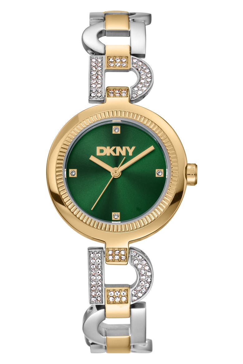 Logo Chain Bracelet Watch, Main, color, DARK GREEN