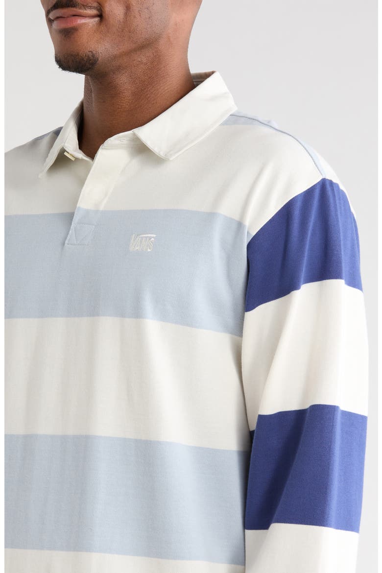 Two-Tone Ward Stripe Long Sleeve Rugby Polo, Alternate, color, MARSHMALLOW-SOFT SLATE