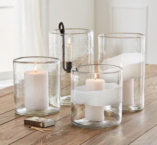 Tag Headlands Hurricane Large Clear Glass Vase With Candle Holder In Transparent