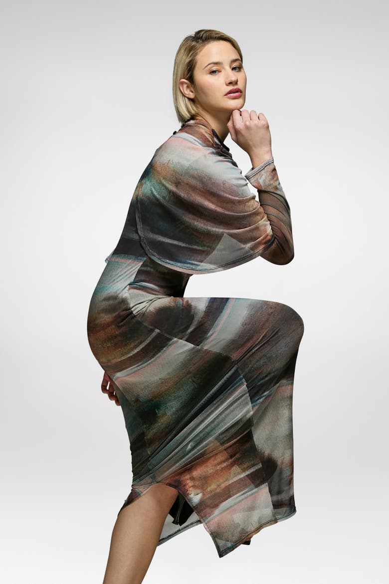 Capella Dress, Alternate, color, Black Blur Print